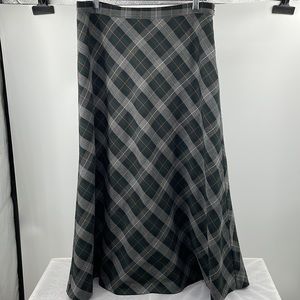 Orvis Plaid A-Line Gray Green Tartan Plaid Classic Skirt Size 12
